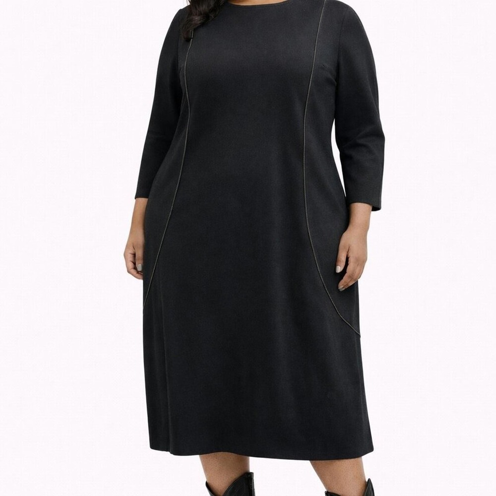 Lane Bryant Tailored Black Midi Dress • Office Dark Academia Minimalist • Sz 18